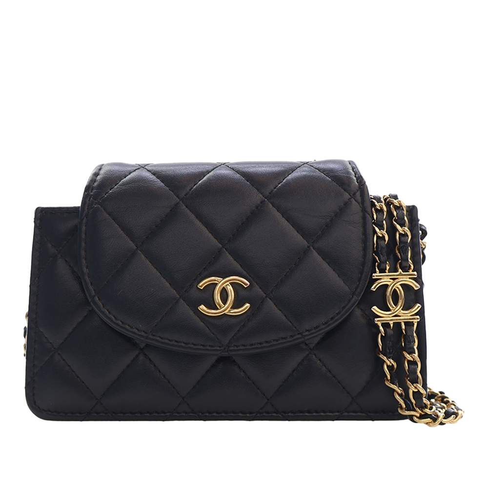 Pre-Loved Chanel Mini CC Quilted Lambskin Phone Holder On Chain